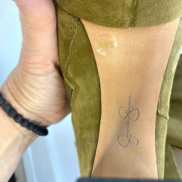 Jessica Simpson Womens 7.5 Kaiyah Platform Fatigue Green Suede Bootie Heeled Boo - Picture 10 of 12